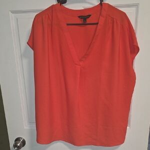 Banana Republic Bold Orange V-Neck Blouse